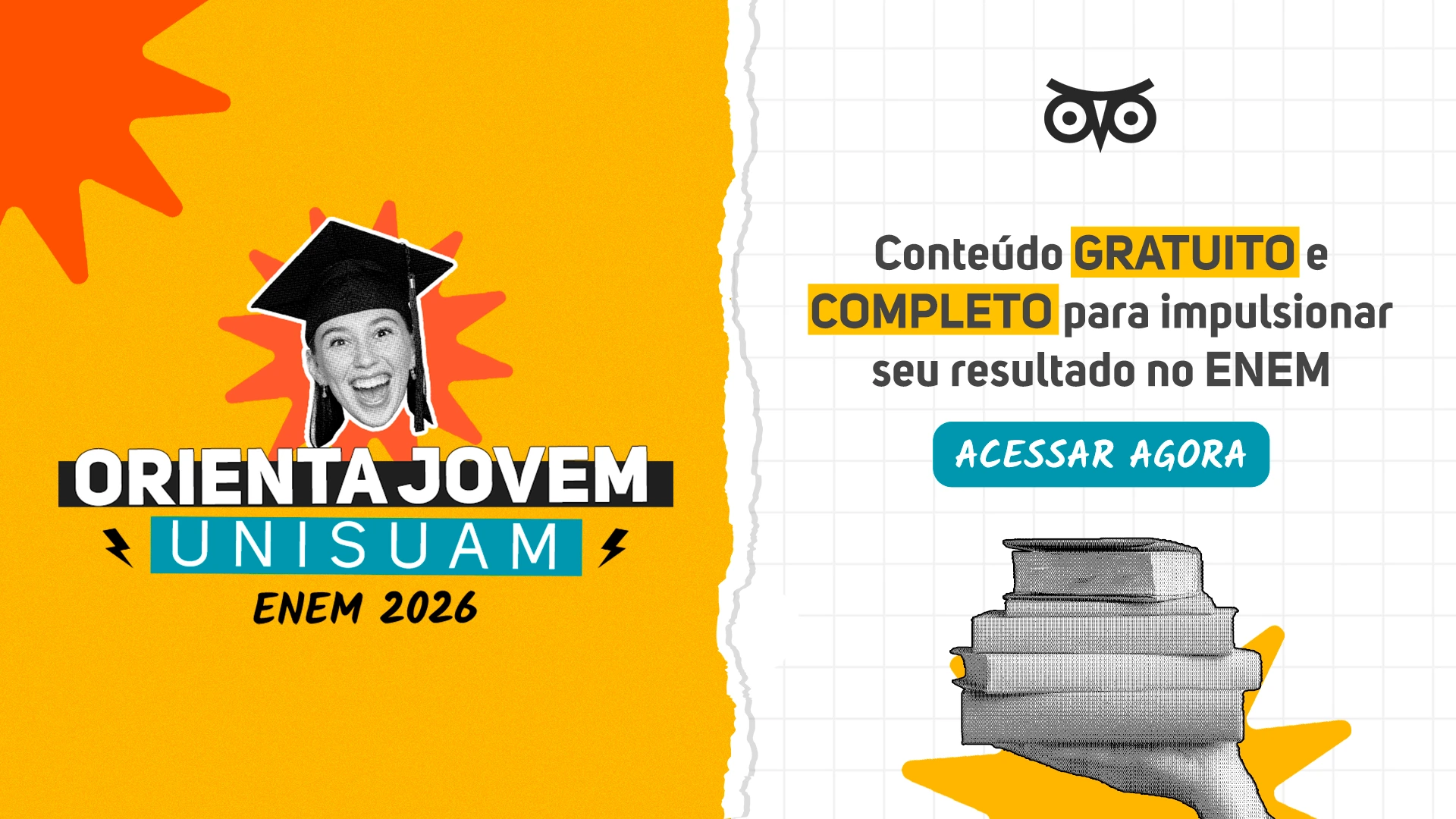 Orienta Jovem UNISUAM — ENEM 2026: conteúdo gratuito e completo para impulsionar seu resultado no ENEM. Acessar agora.